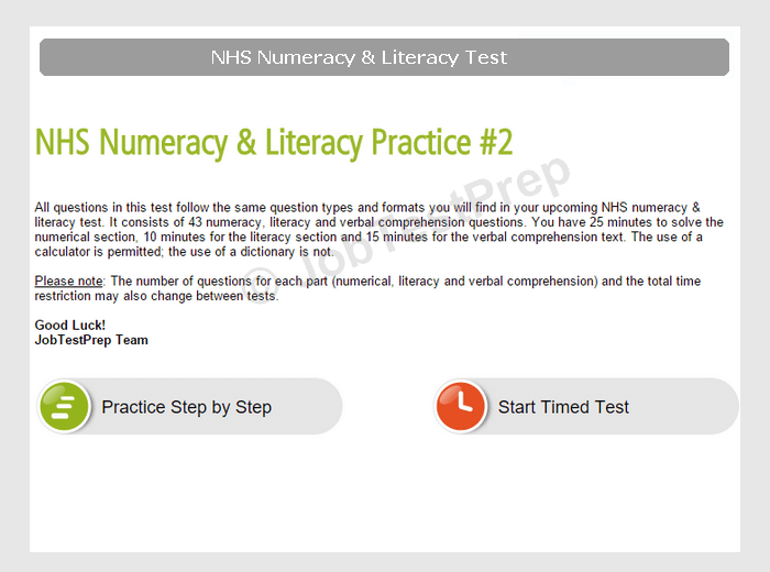 NHS Healthcare Assistant Numeracy & Literacy Test Preparation JobTestPrep