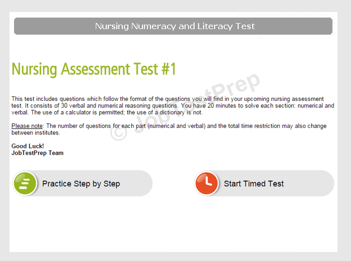 Nursing Numeracy & Literacy Test Preparation for University JobTestPrep