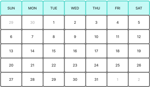 Monthly Calendar - Deductive Sample