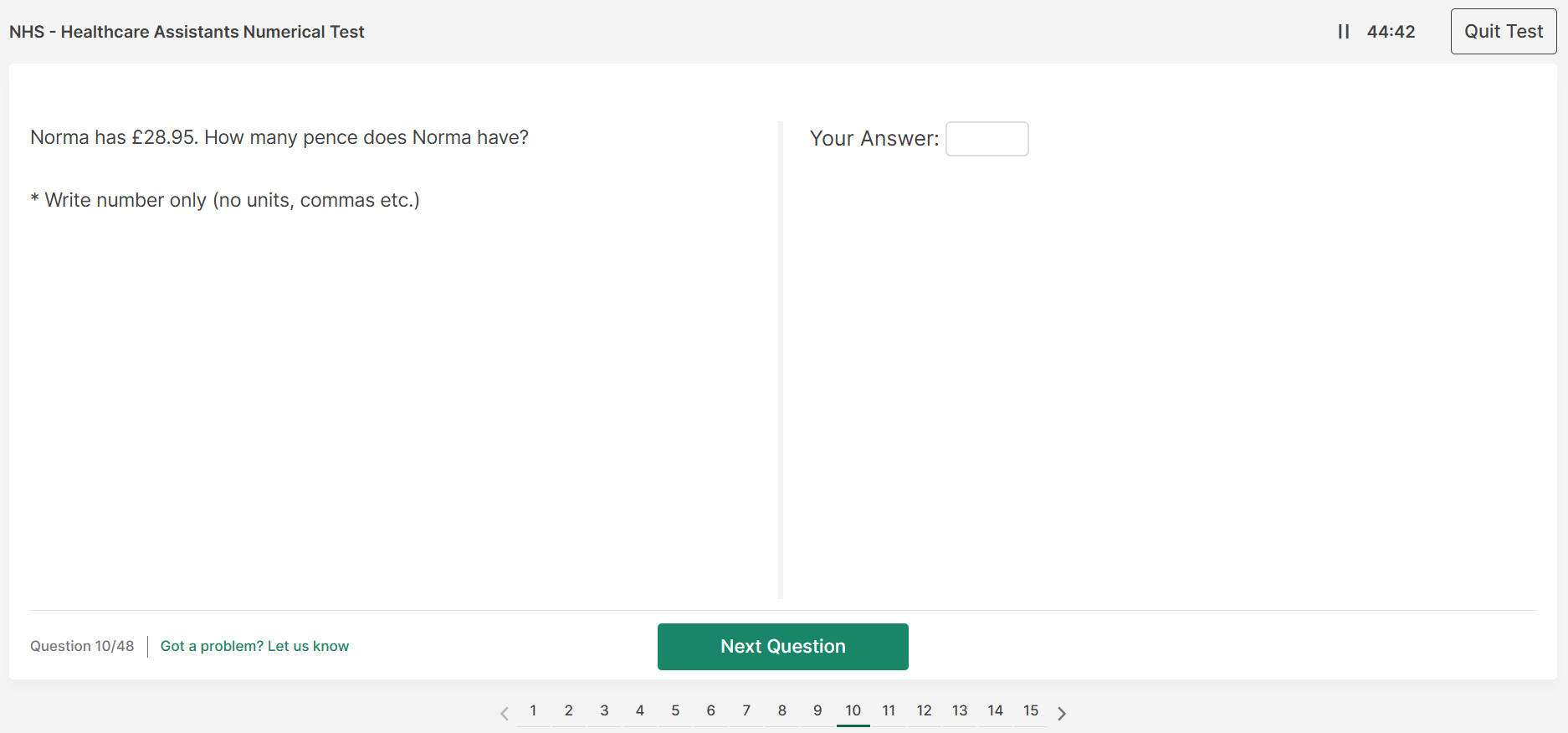 NHS - Healthcare Assistants Numerical Test sample