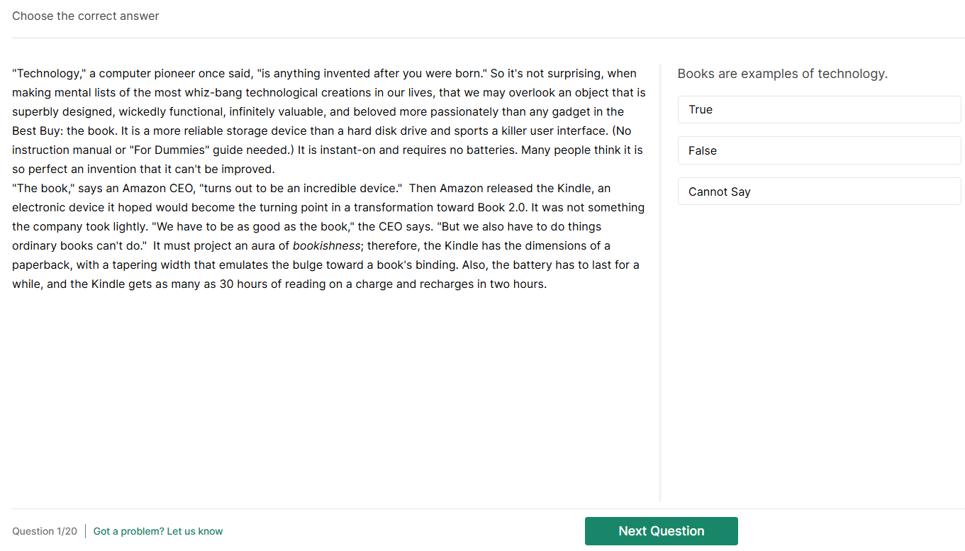 verbal reasoning t/f/cs sample