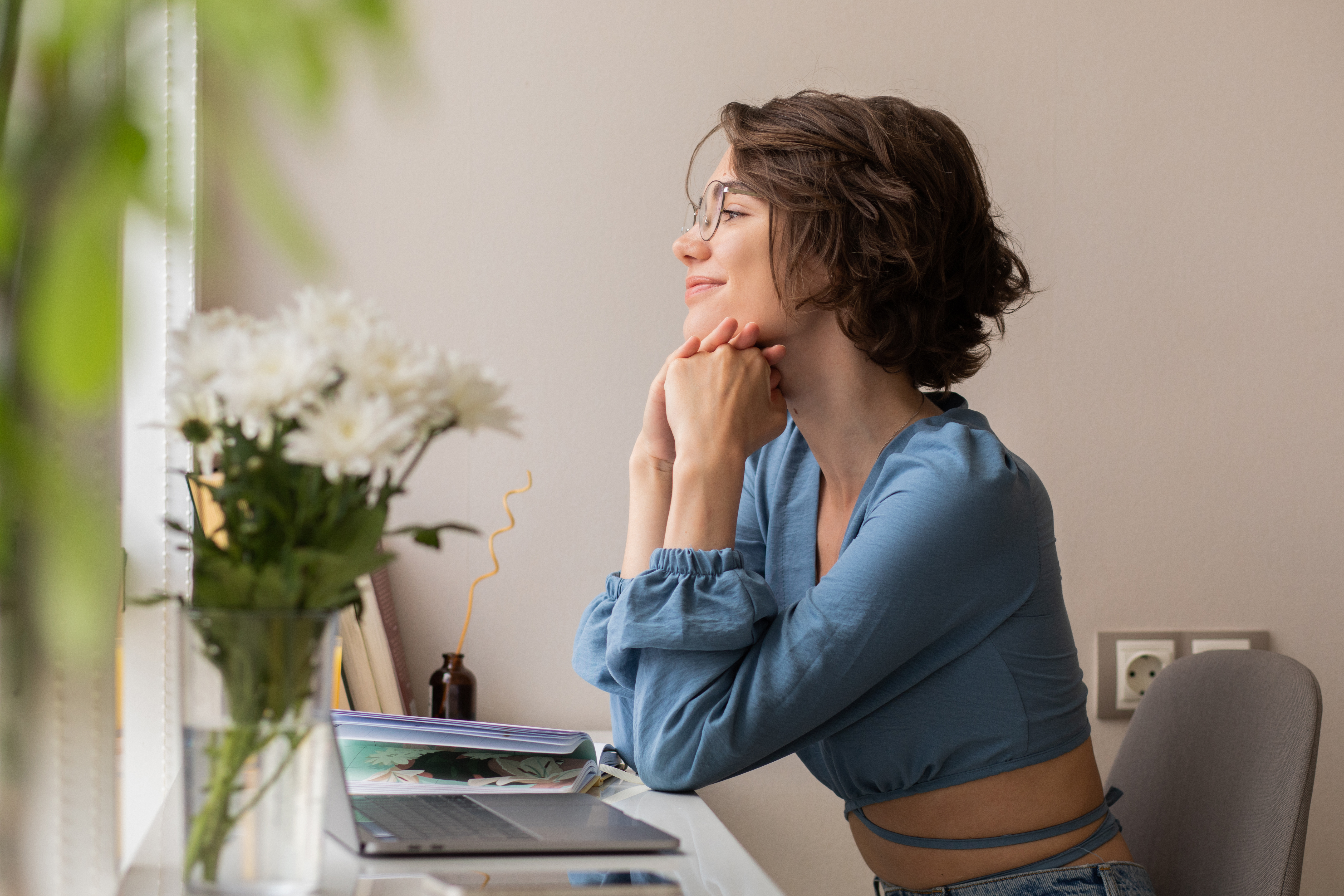 Calm person practicing